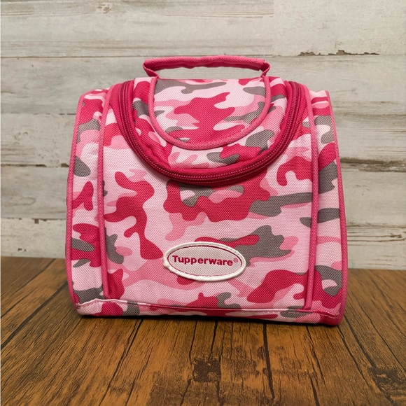 Tupperware Handbags - Tupperware Pink and Gray Camouflage Lunch Box Girls with Accessories